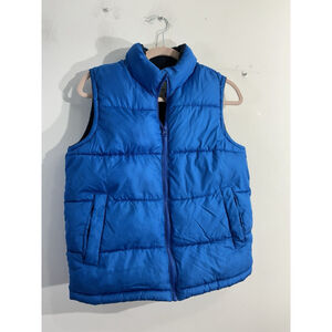 Boys Old Navy Lined Puffer Vest Large Blue Full Zip Mock Neck